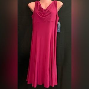 Chaps Size Medium Knee Length Draped Front Dress New Hibiscus Hill Geranium
